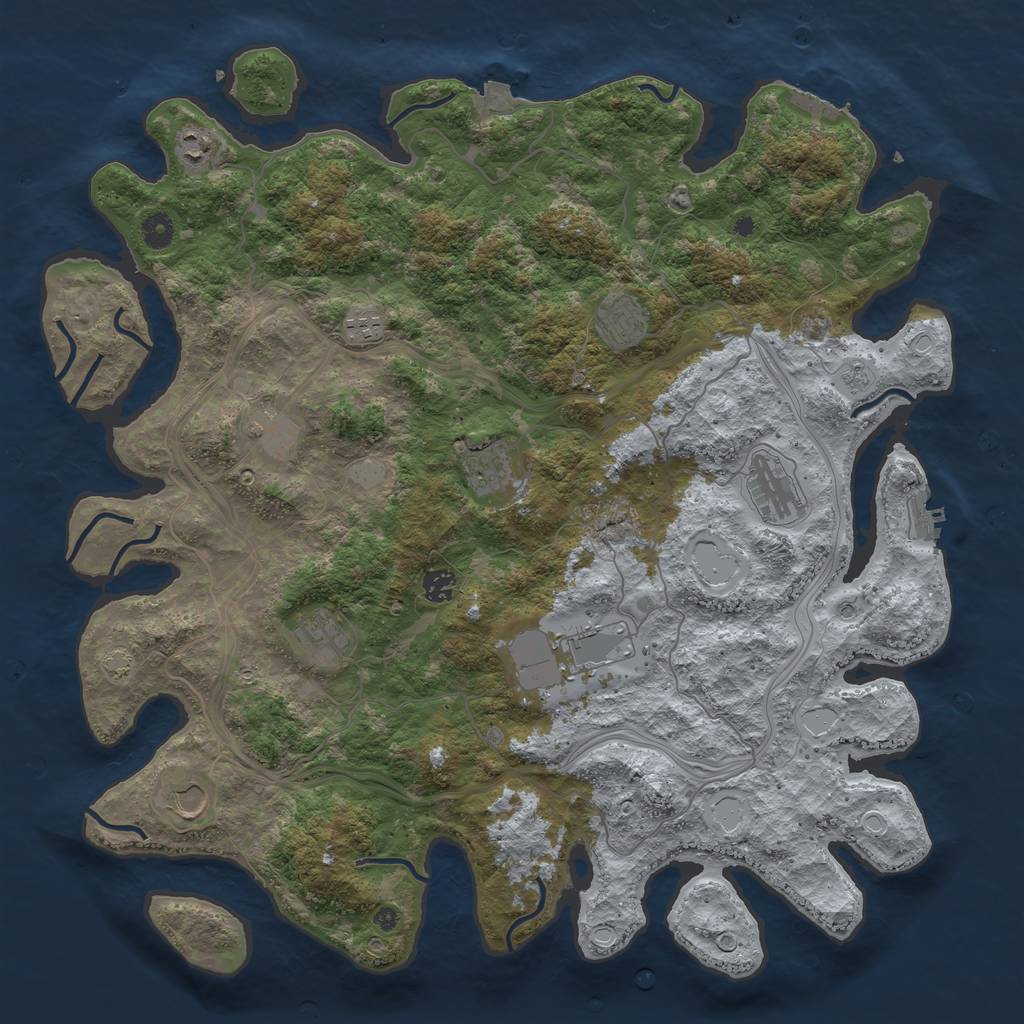 Rust Map: Procedural Map, Size: 4500, Seed: 1780069, 18 Monuments