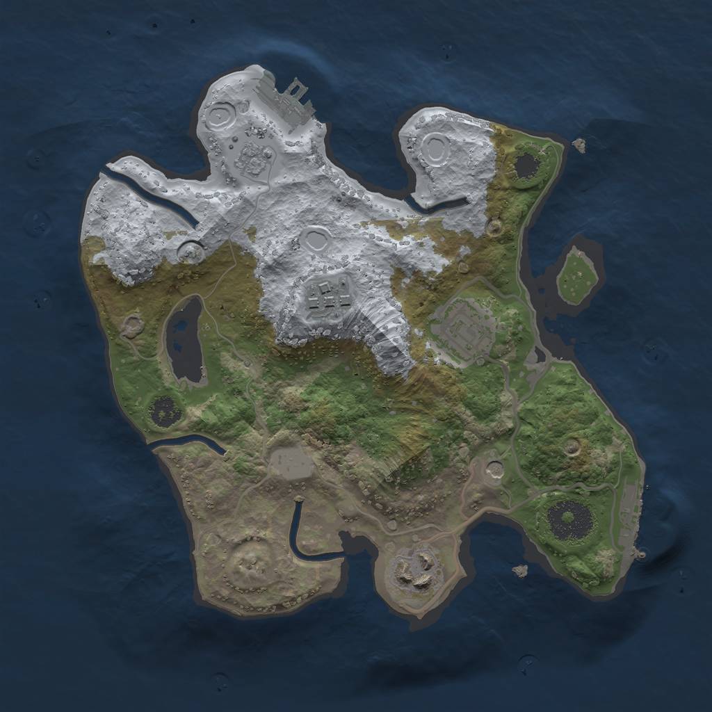 Rust Map: Procedural Map, Size: 2500, Seed: 3534021, 10 Monuments