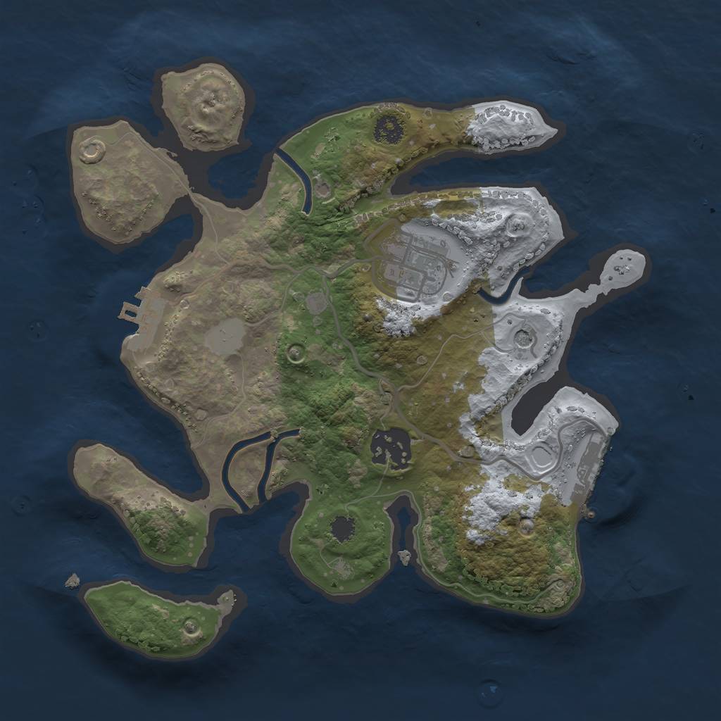 Rust Map: Procedural Map, Size: 2500, Seed: 2206583, 8 Monuments