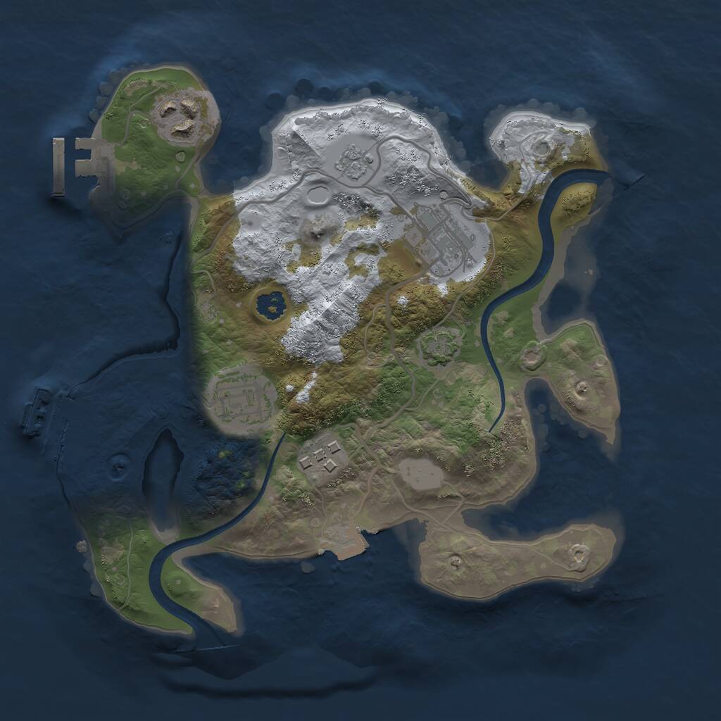 Rust Map: Procedural Map, Size: 2500, Seed: 2644203, 9 Monuments