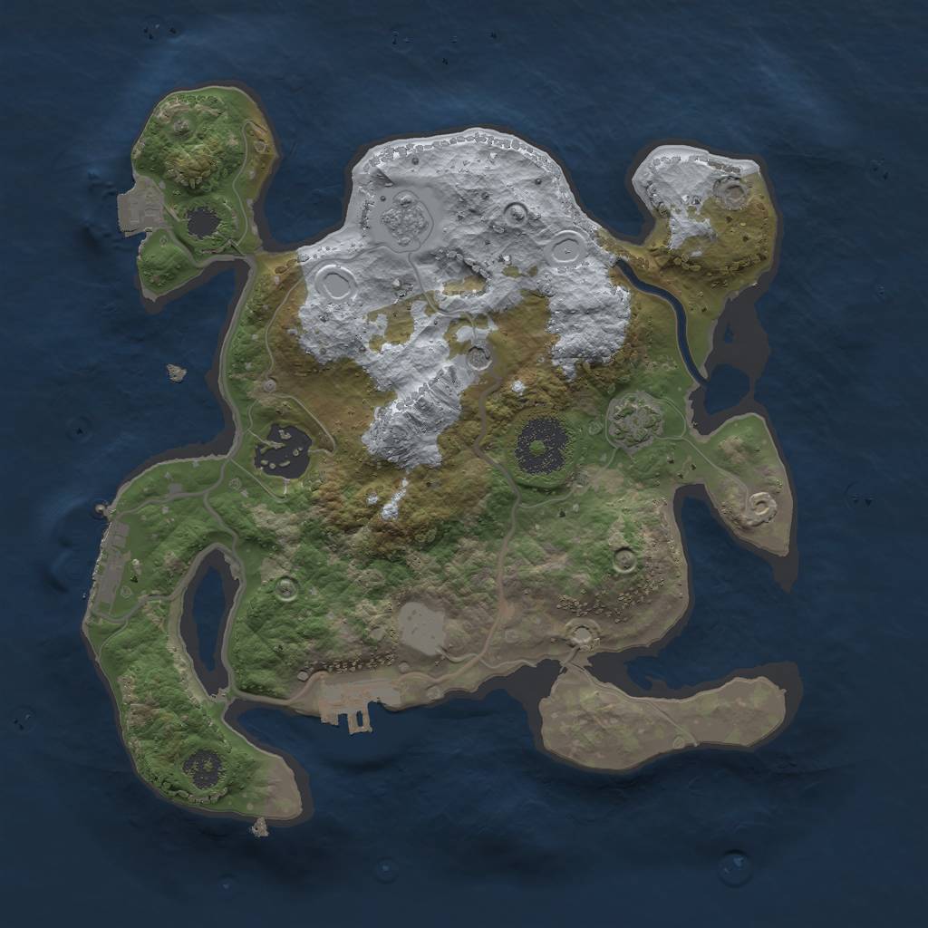 Rust Map: Procedural Map, Size: 2500, Seed: 2644203, 9 Monuments