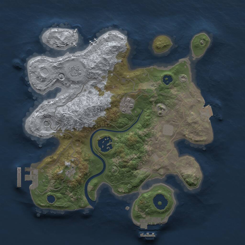 Rust Map: Procedural Map, Size: 2500, Seed: 320249, 7 Monuments