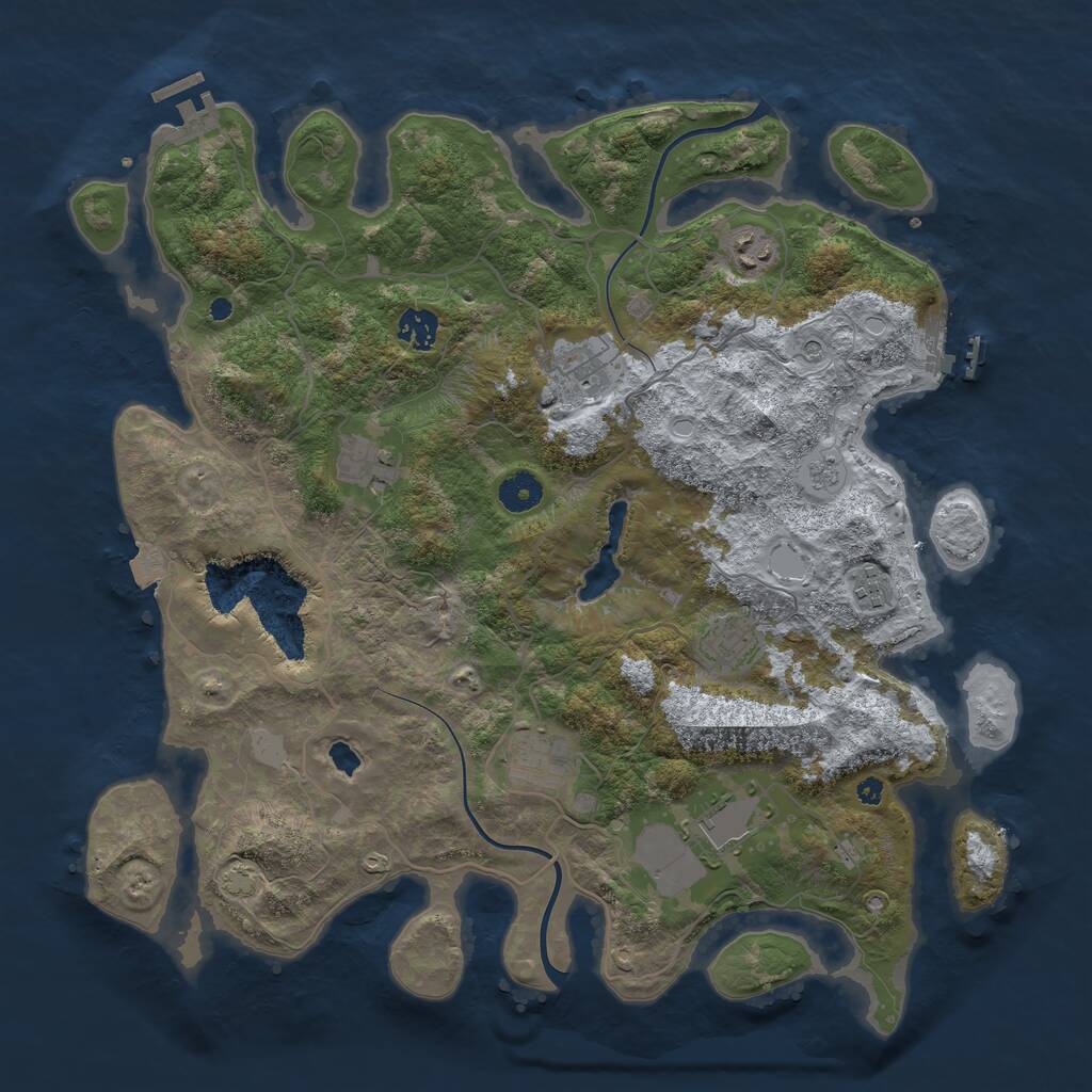 Rust Map: Procedural Map, Size: 4000, Seed: 1375, 14 Monuments