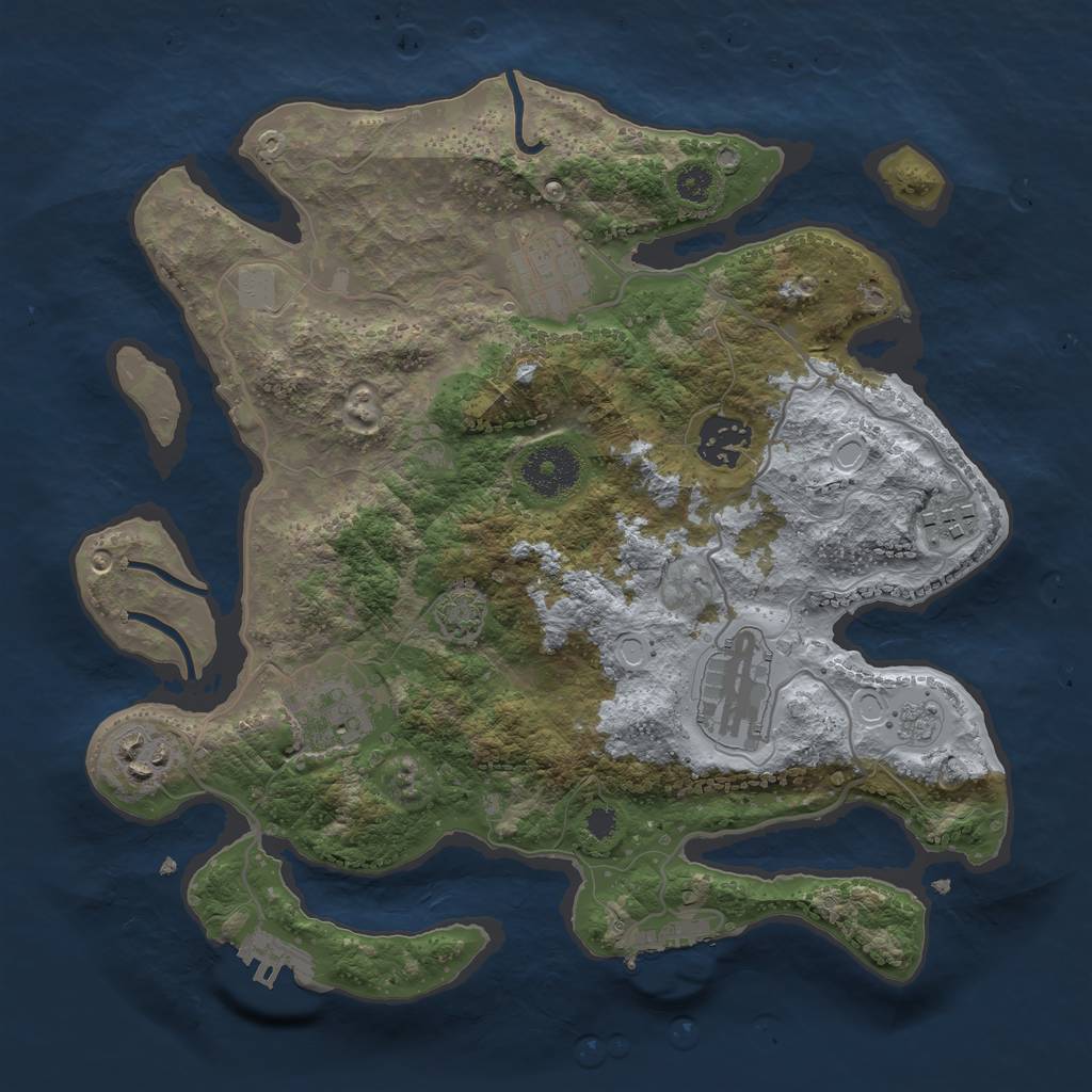 Rust Map: Procedural Map, Size: 3100, Seed: 74237190, 13 Monuments