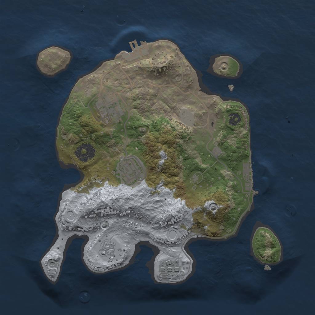 Rust Map: Procedural Map, Size: 2500, Seed: 676960, 9 Monuments