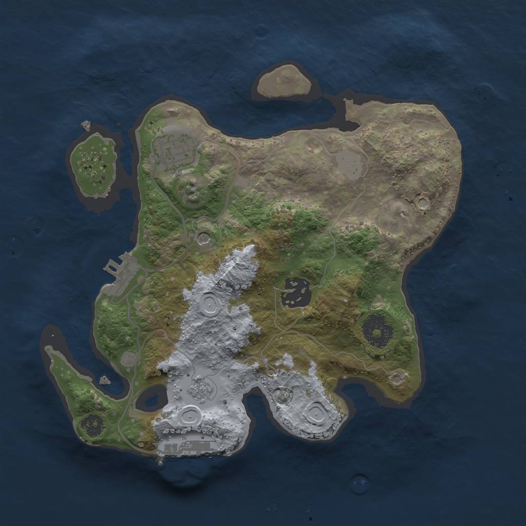 Rust Map: Procedural Map, Size: 2500, Seed: 3446652, 9 Monuments