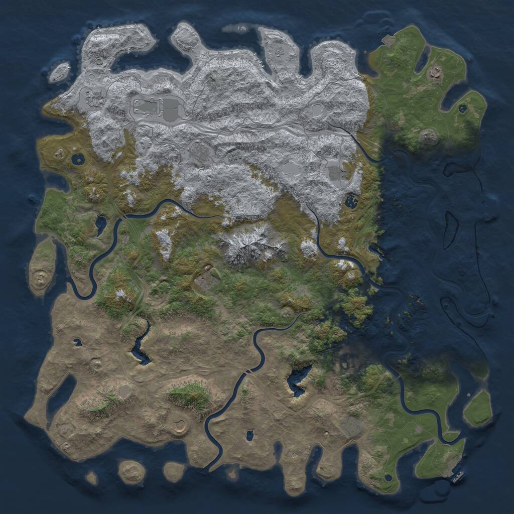 Rust Map: Procedural Map, Size: 6000, Seed: 1345026131, 17 Monuments
