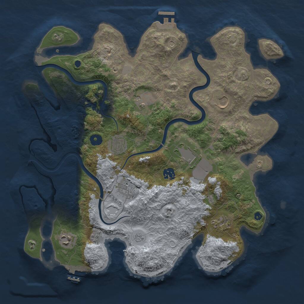 Rust Map: Procedural Map, Size: 3800, Seed: 43, 15 Monuments
