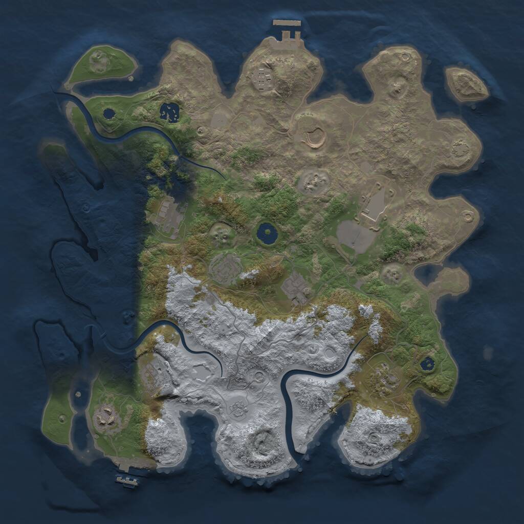 Rust Map: Procedural Map, Size: 3800, Seed: 43, 16 Monuments