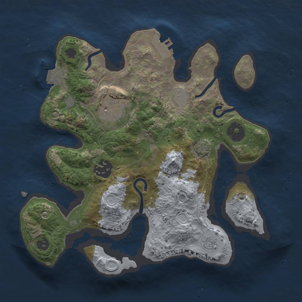 Rust Map: Procedural Map, Size: 2500, Seed: 4760257, 8 Monuments