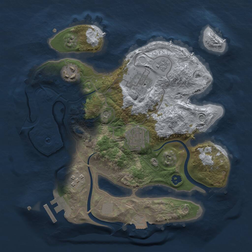 Rust Map: Procedural Map, Size: 2500, Seed: 3606965, 8 Monuments