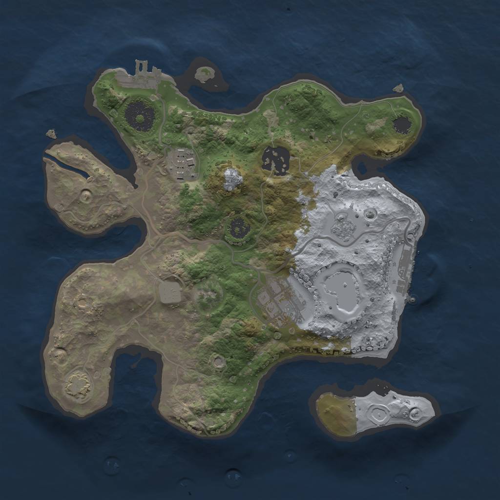 Rust Map: Procedural Map, Size: 2500, Seed: 6069107, 9 Monuments