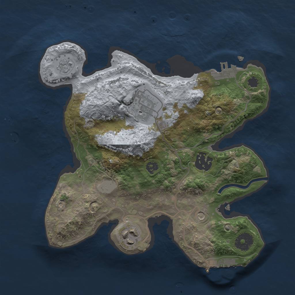 Rust Map: Procedural Map, Size: 2500, Seed: 3658282, 10 Monuments