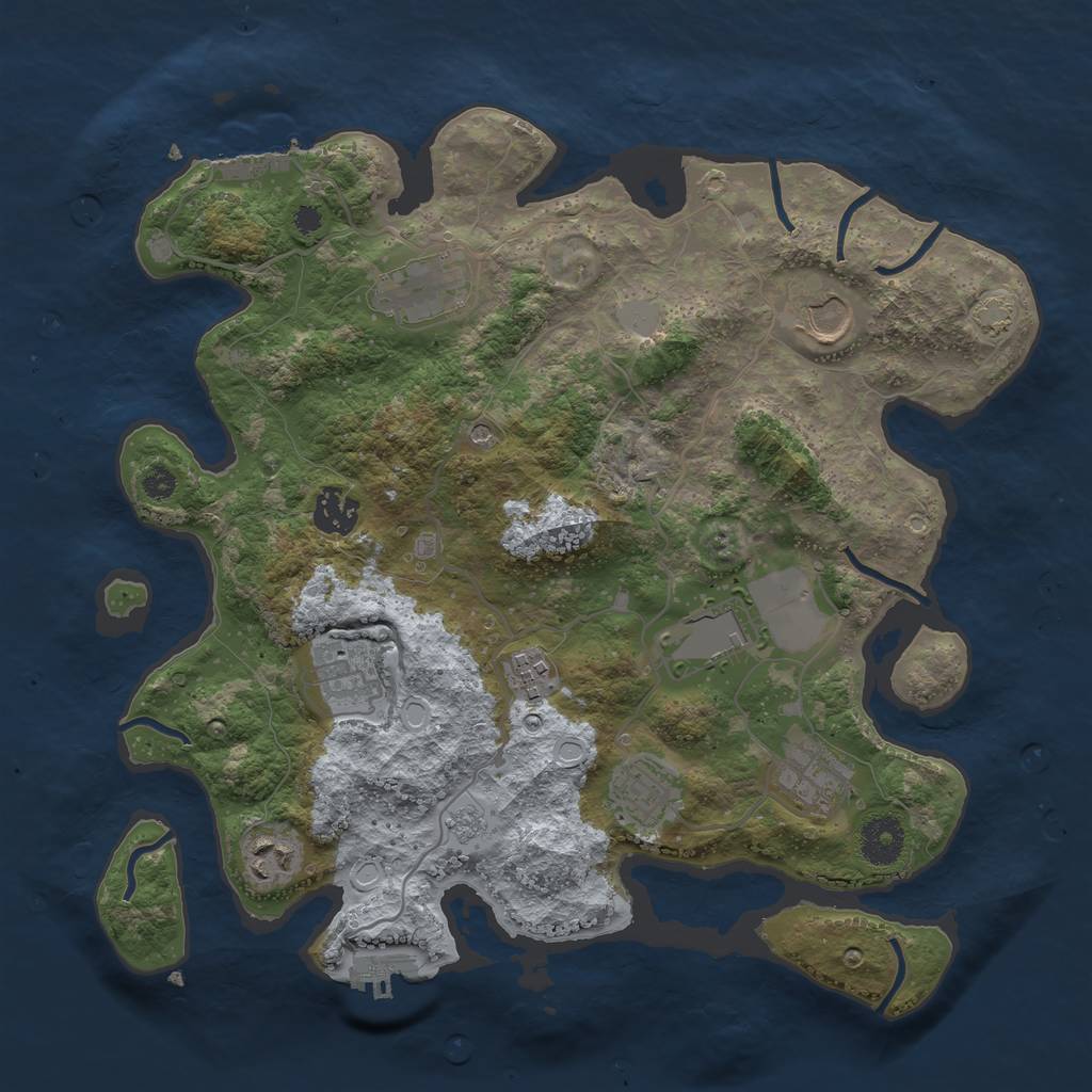 Rust Map: Procedural Map, Size: 3500, Seed: 100500, 17 Monuments