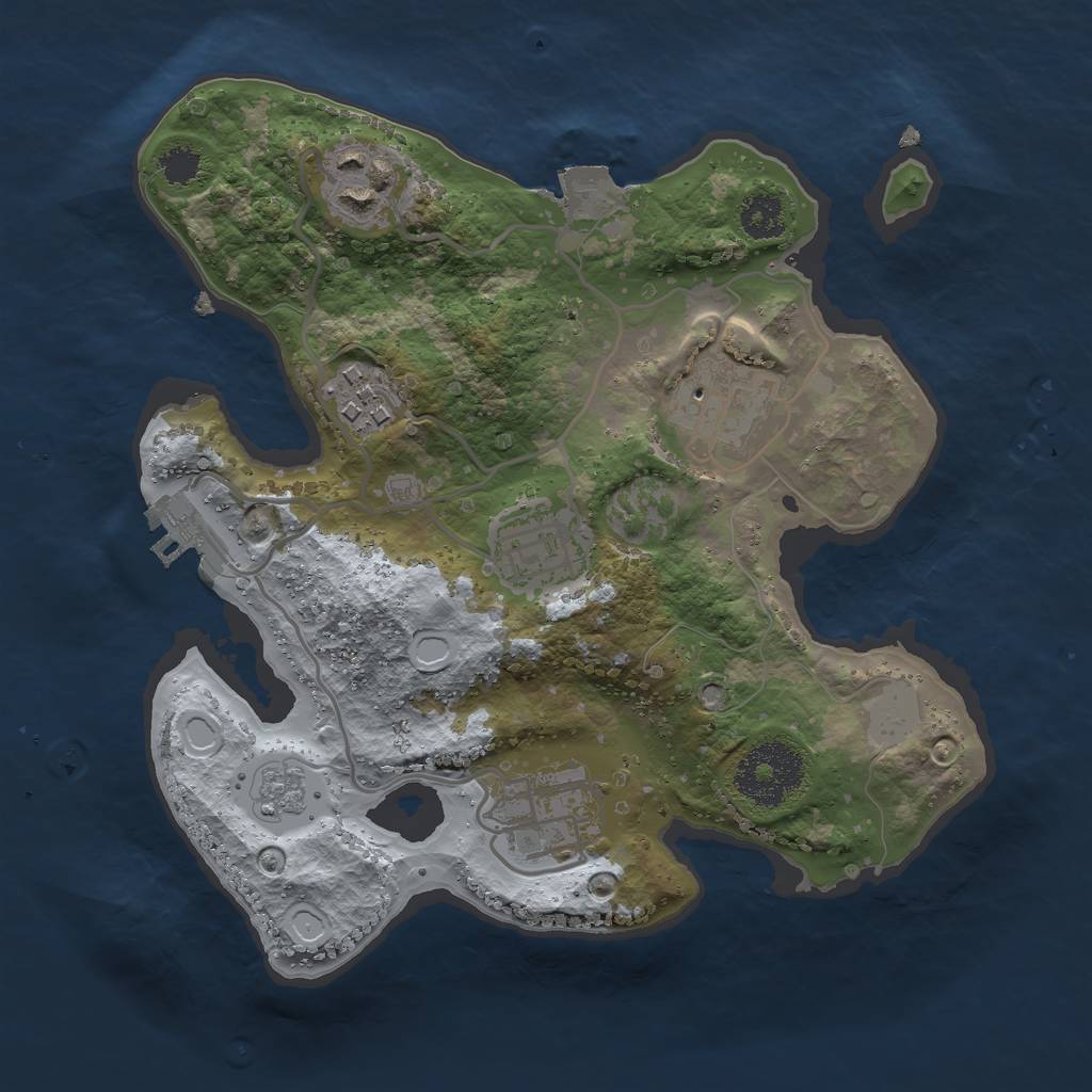 Rust Map: Procedural Map, Size: 2500, Seed: 3585052, 10 Monuments