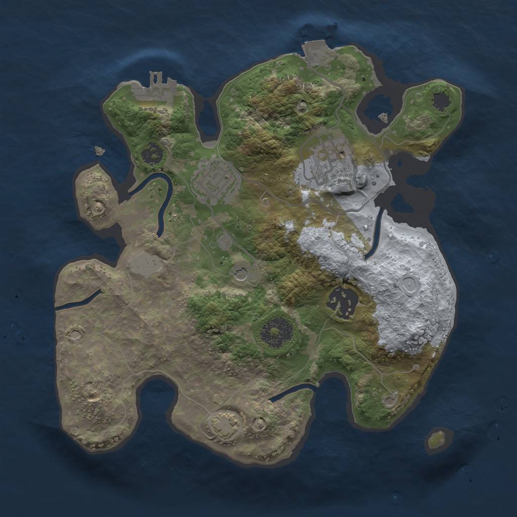 Rust Map: Procedural Map, Size: 2500, Seed: 566197, 9 Monuments