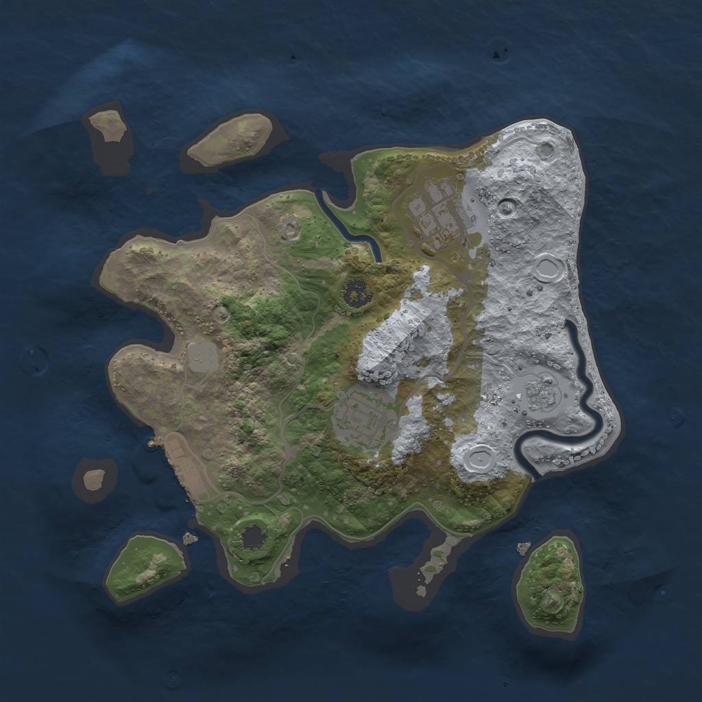 Rust Map: Procedural Map, Size: 2500, Seed: 421635, 7 Monuments
