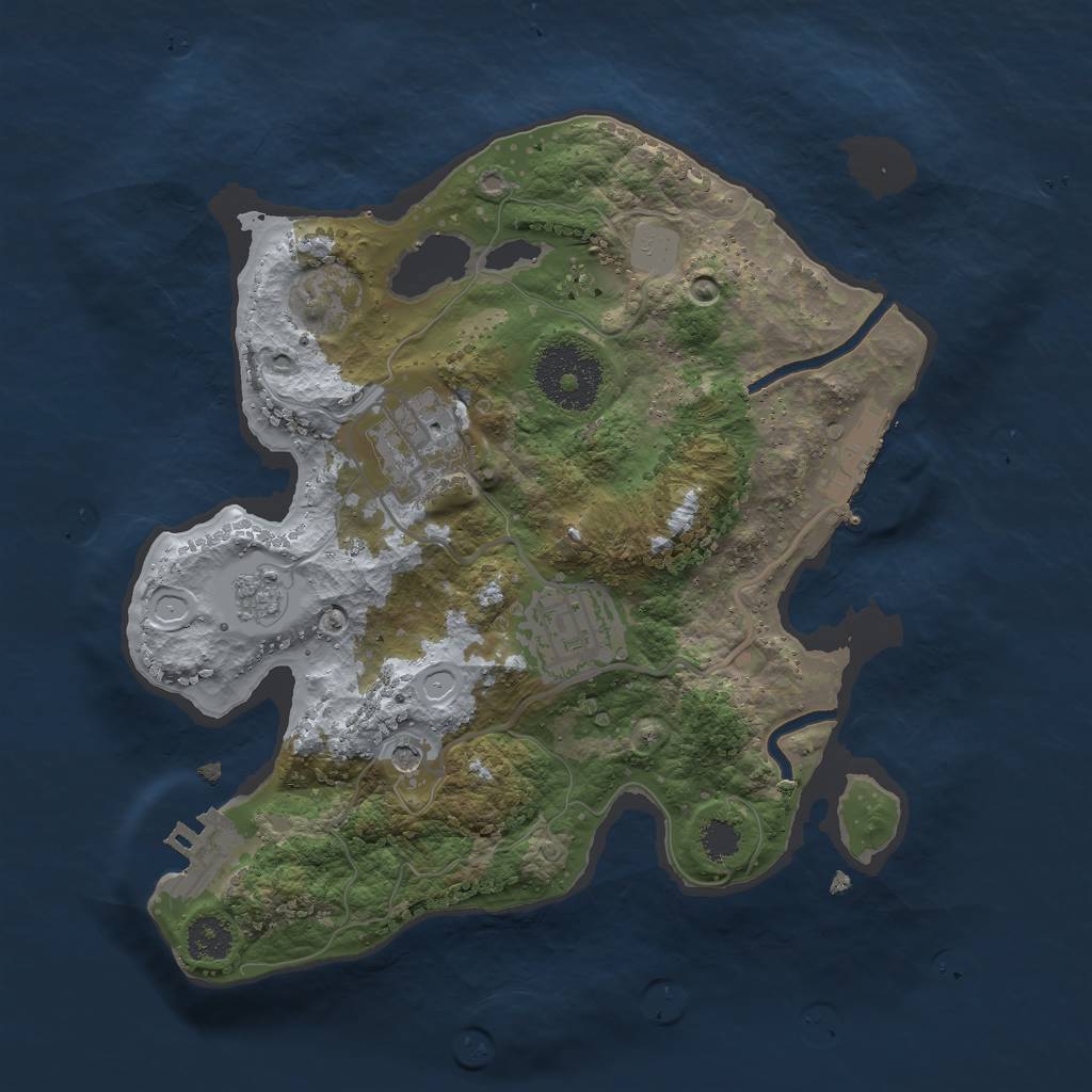 Rust Map: Procedural Map, Size: 2500, Seed: 3920766, 9 Monuments