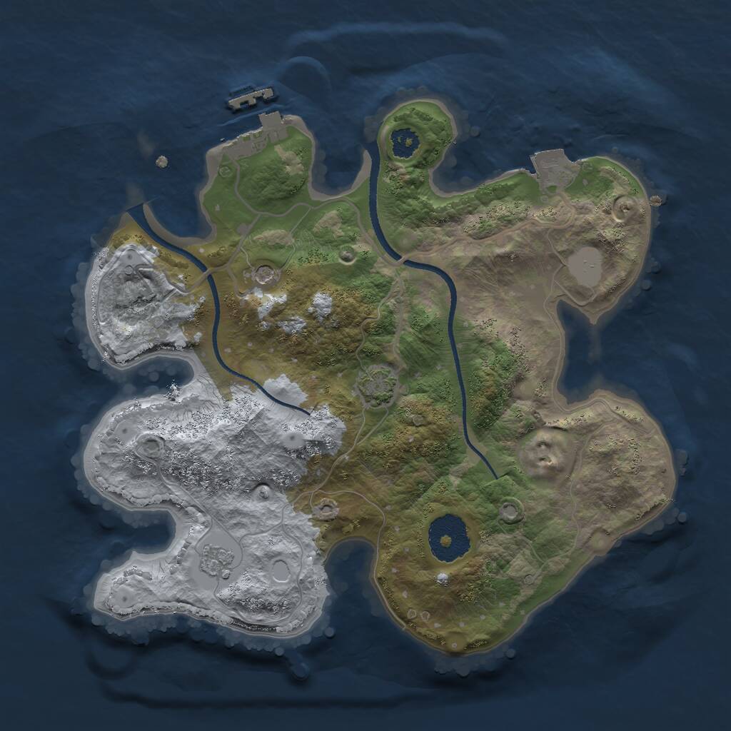Rust Map: Procedural Map, Size: 2500, Seed: 2599075, 5 Monuments