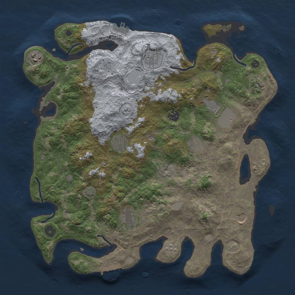 Rust Map: Procedural Map, Size: 4000, Seed: 6947, 18 Monuments