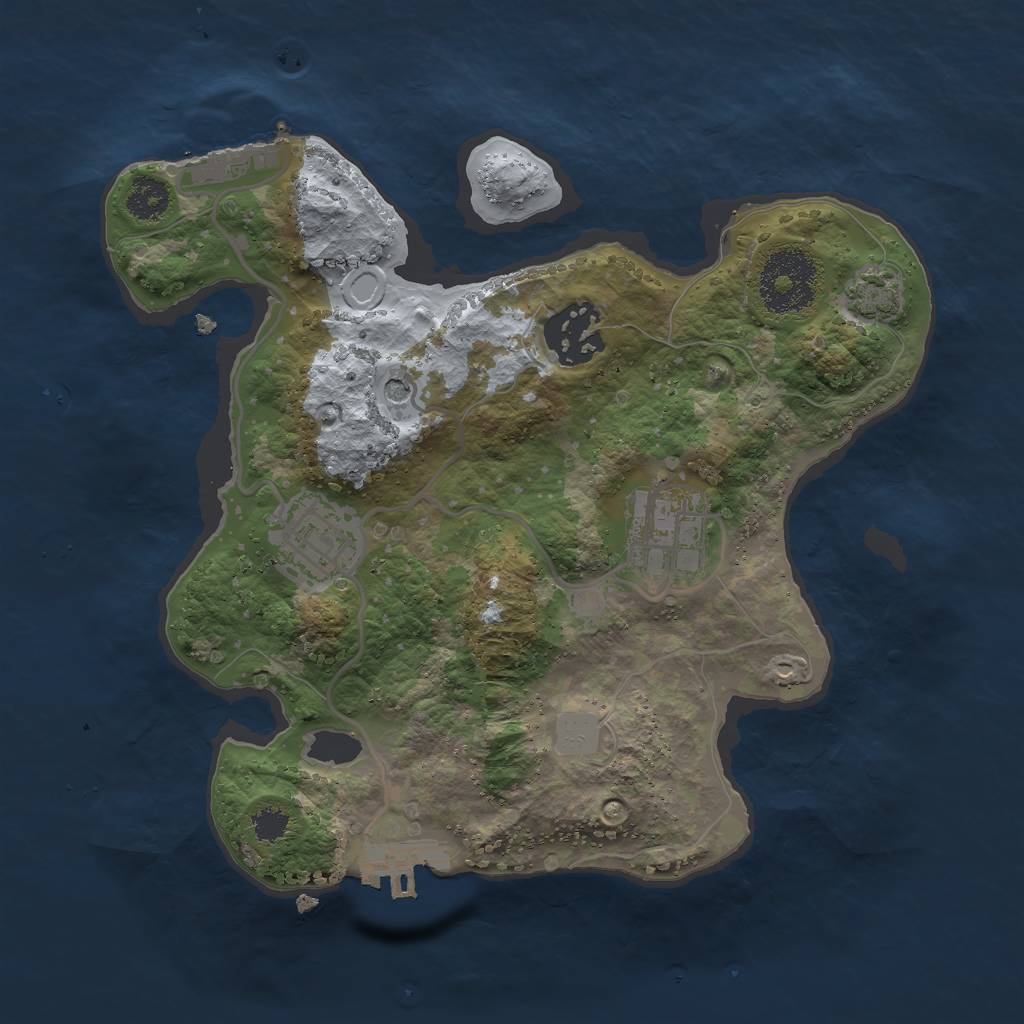 Rust Map: Procedural Map, Size: 2500, Seed: 2876287, 10 Monuments