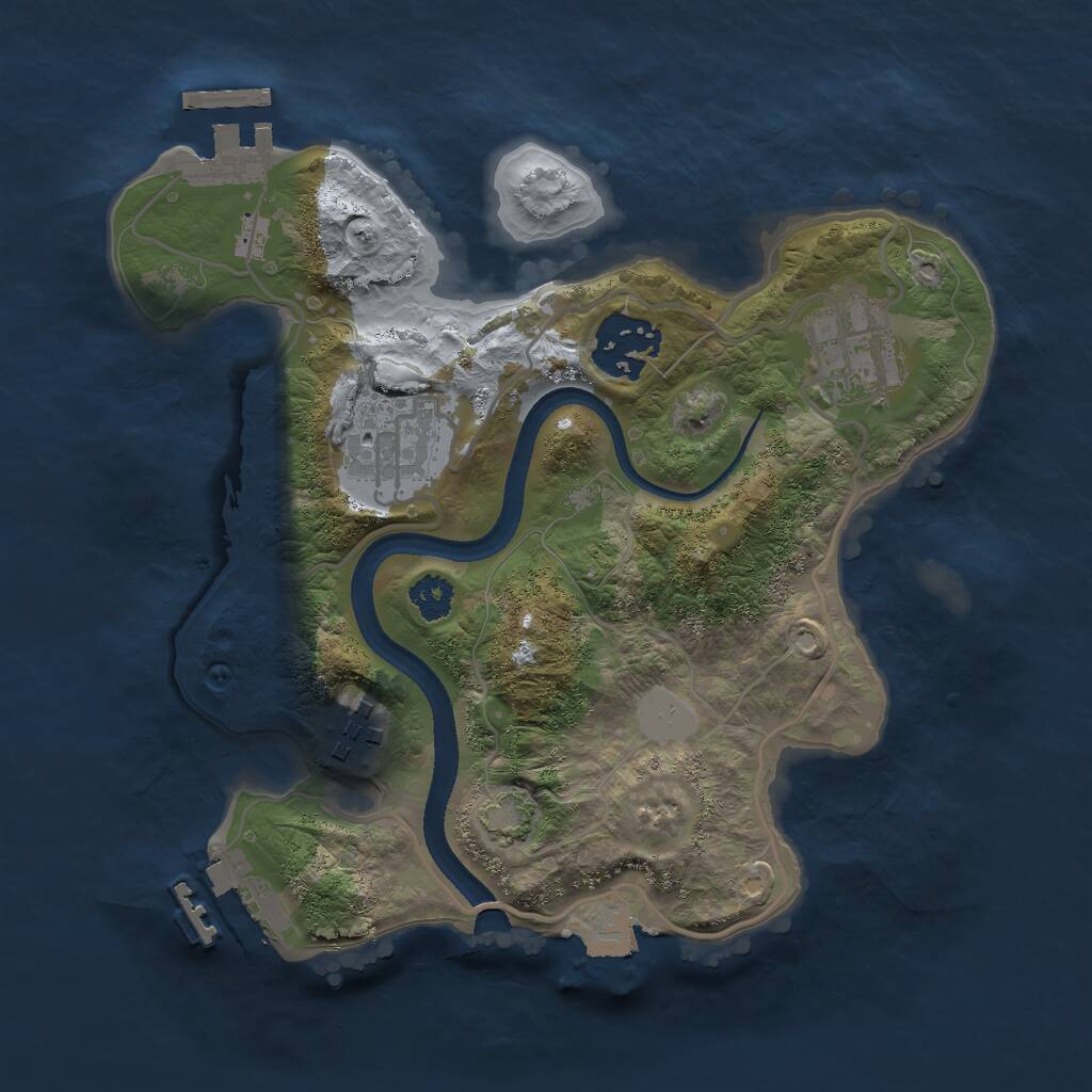 Rust Map: Procedural Map, Size: 2500, Seed: 2876287, 8 Monuments
