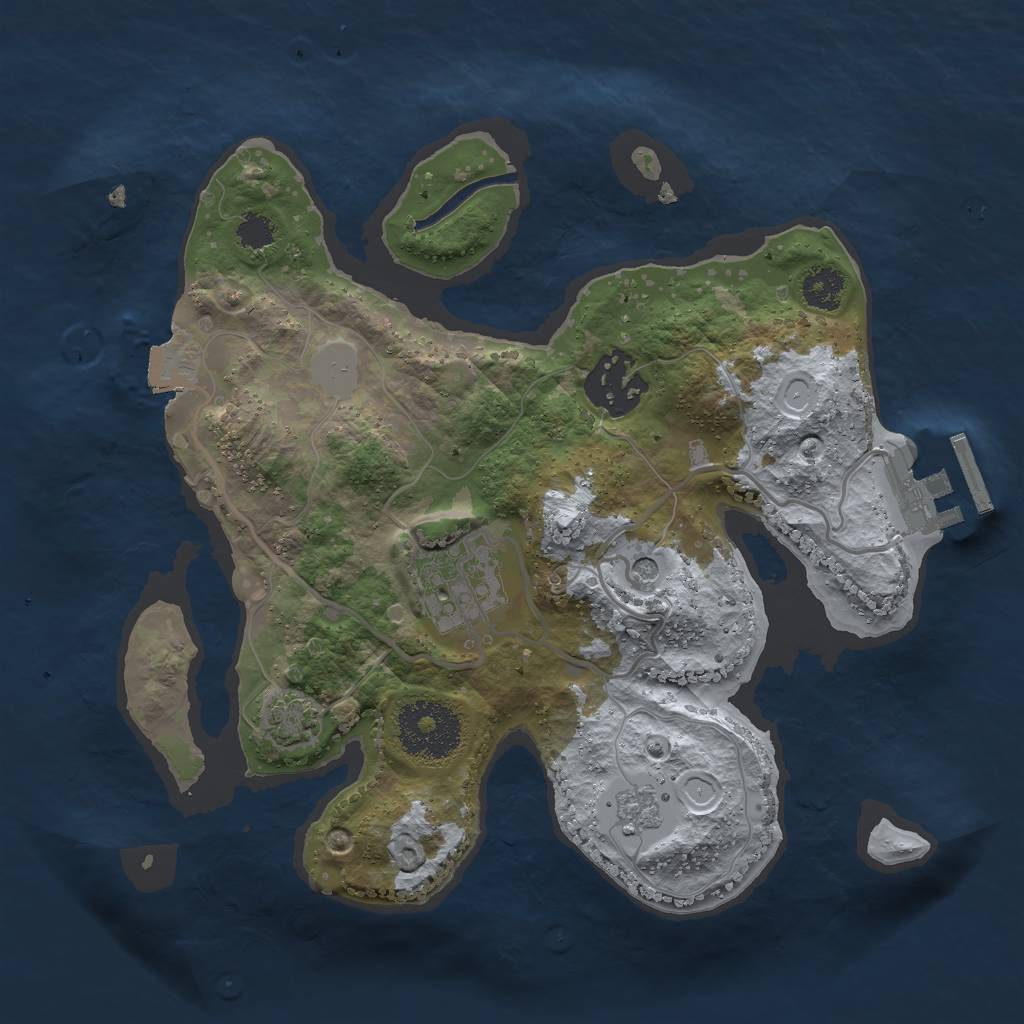 Rust Map: Procedural Map, Size: 2500, Seed: 5833414, 9 Monuments