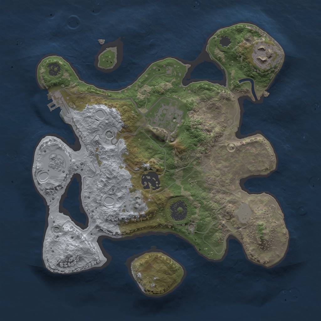 Rust Map: Procedural Map, Size: 2500, Seed: 1636874, 9 Monuments