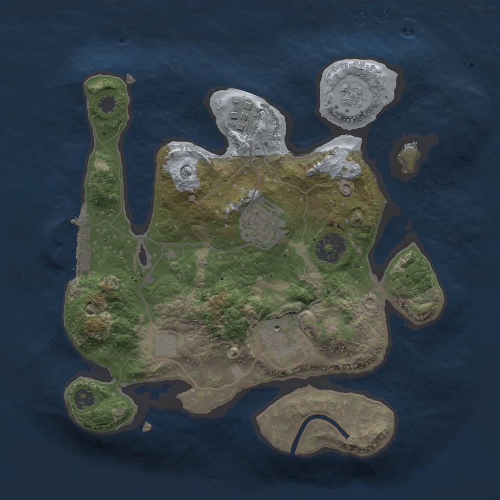 Rust Map: Procedural Map, Size: 2500, Seed: 3263358, 8 Monuments