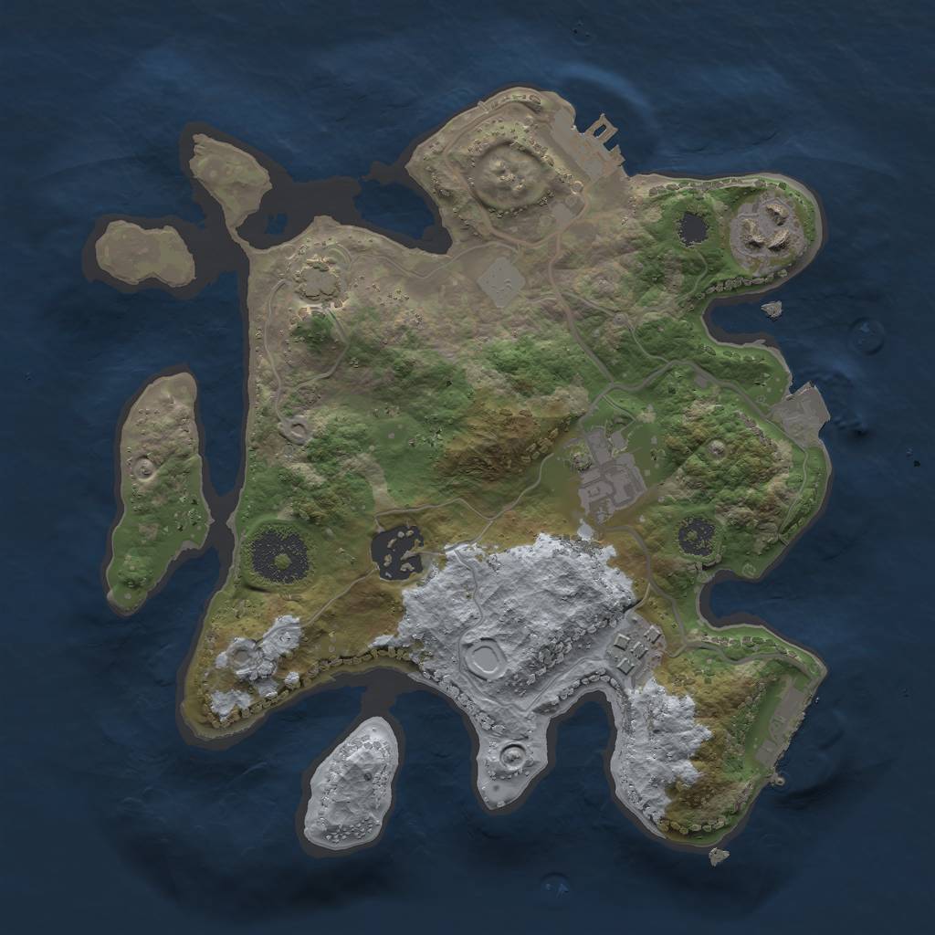 Rust Map: Procedural Map, Size: 2500, Seed: 2015564, 10 Monuments