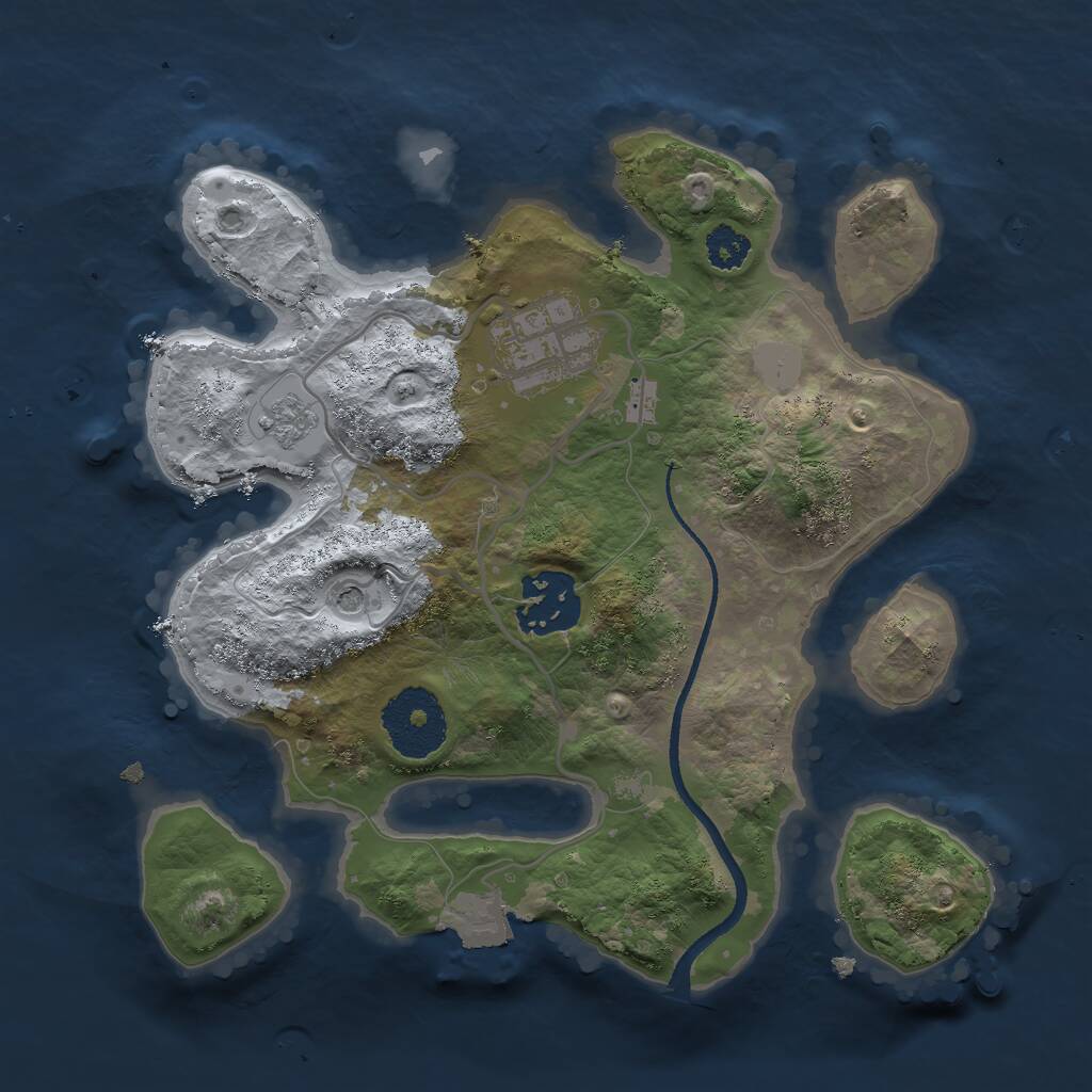 Rust Map: Procedural Map, Size: 2500, Seed: 3170368, 5 Monuments