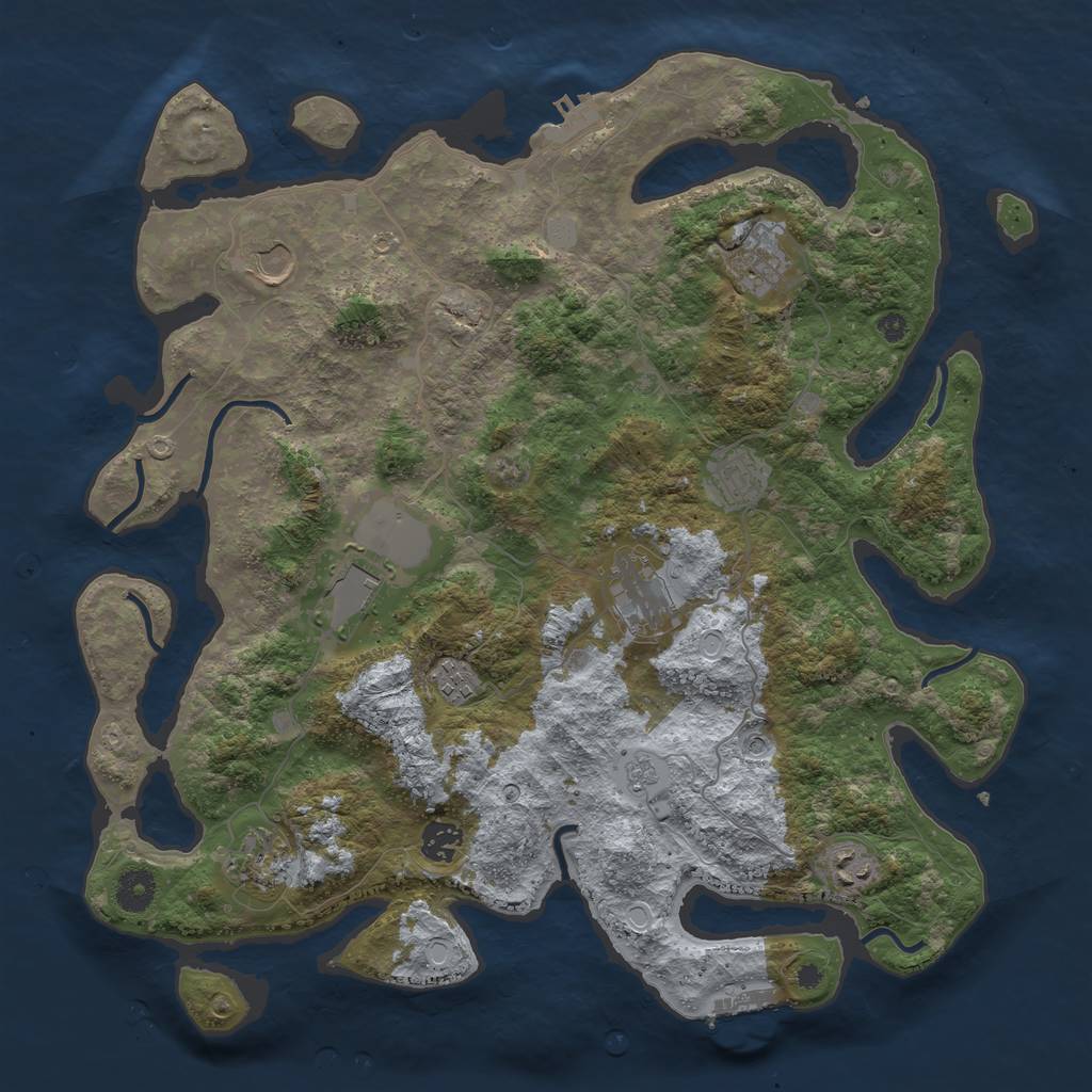 Rust Map: Procedural Map, Size: 3950, Seed: 1349165962, 16 Monuments