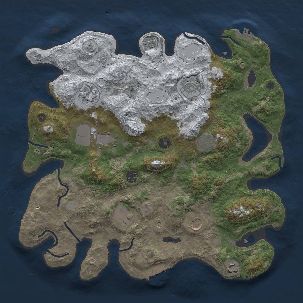 Rust Map: Procedural Map, Size: 3700, Seed: 95657896, 18 Monuments