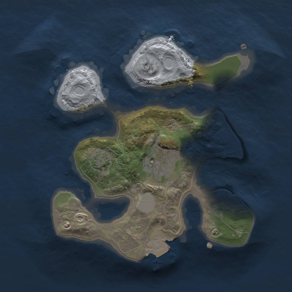 Rust Map: Procedural Map, Size: 2000, Seed: 654987, 3 Monuments