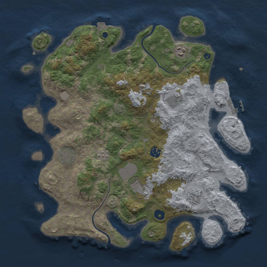 Rust Map: Procedural Map, Size: 3800, Seed: 668102938, 12 Monuments