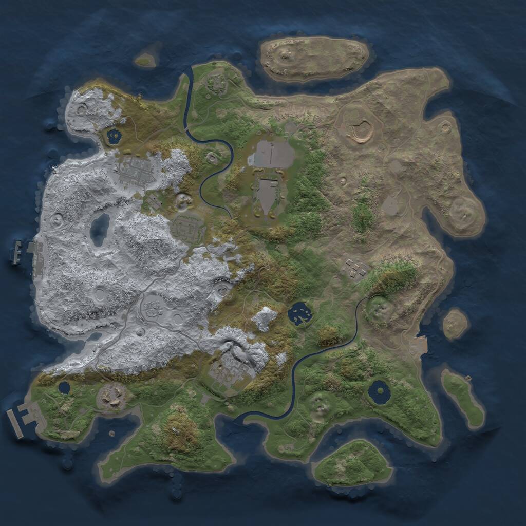 Rust Map: Procedural Map, Size: 3500, Seed: 813732160, 14 Monuments