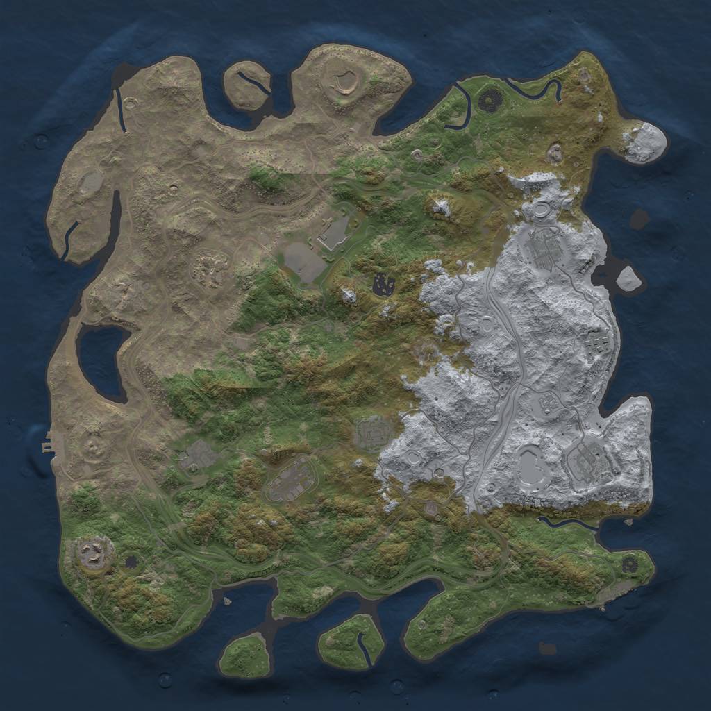 Rust Map: Procedural Map, Size: 4500, Seed: 1294676, 18 Monuments