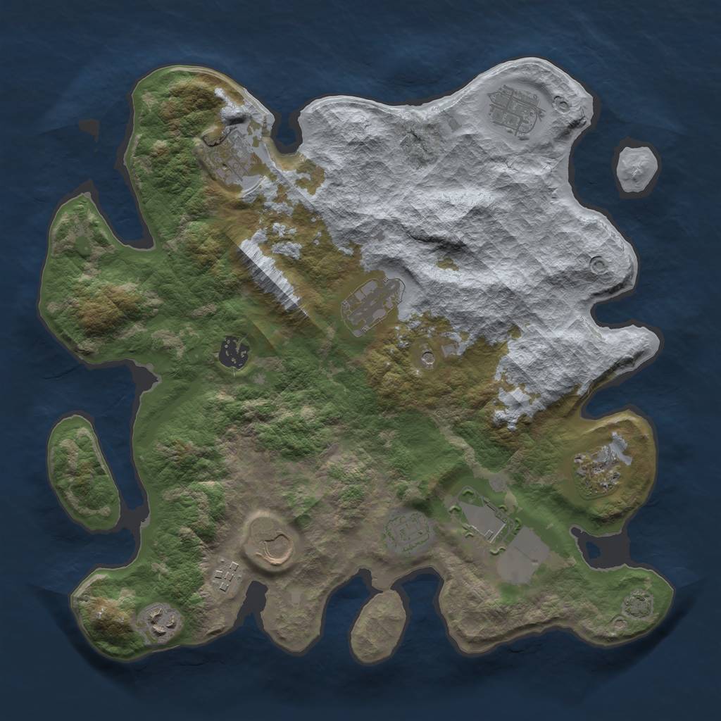 Rust Map: Barren, Size: 3500, Seed: 1367764699, 14 Monuments