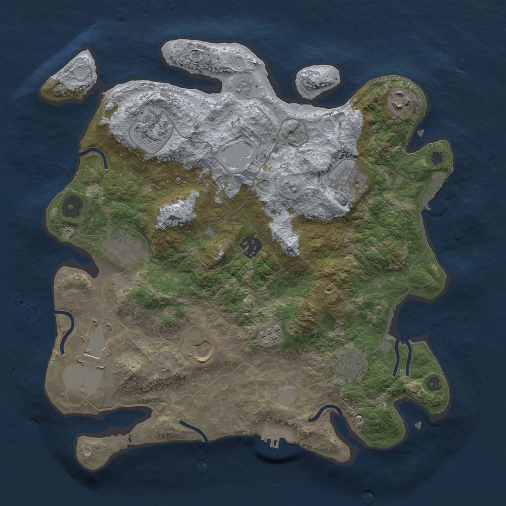 Rust Map: Procedural Map, Size: 3550, Seed: 1695175882, 16 Monuments