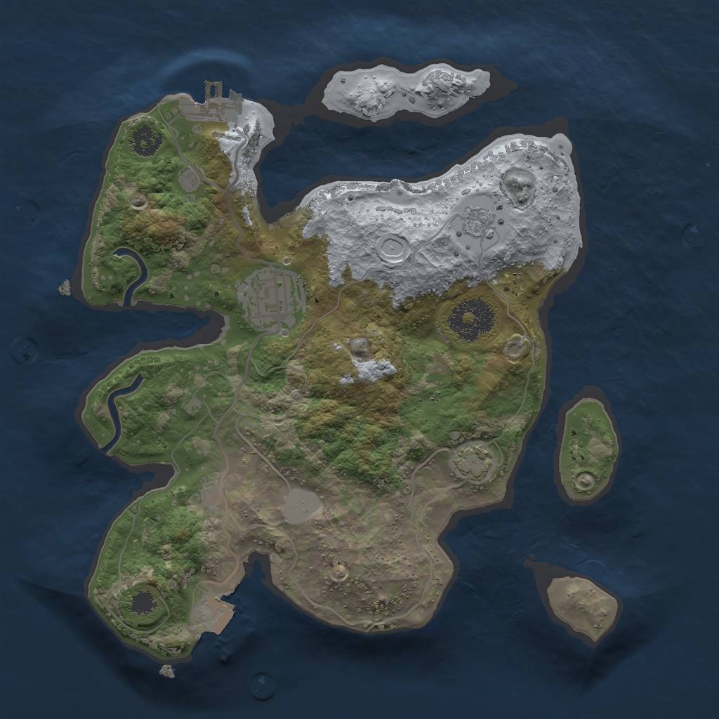 Rust Map: Procedural Map, Size: 2500, Seed: 4993573, 7 Monuments