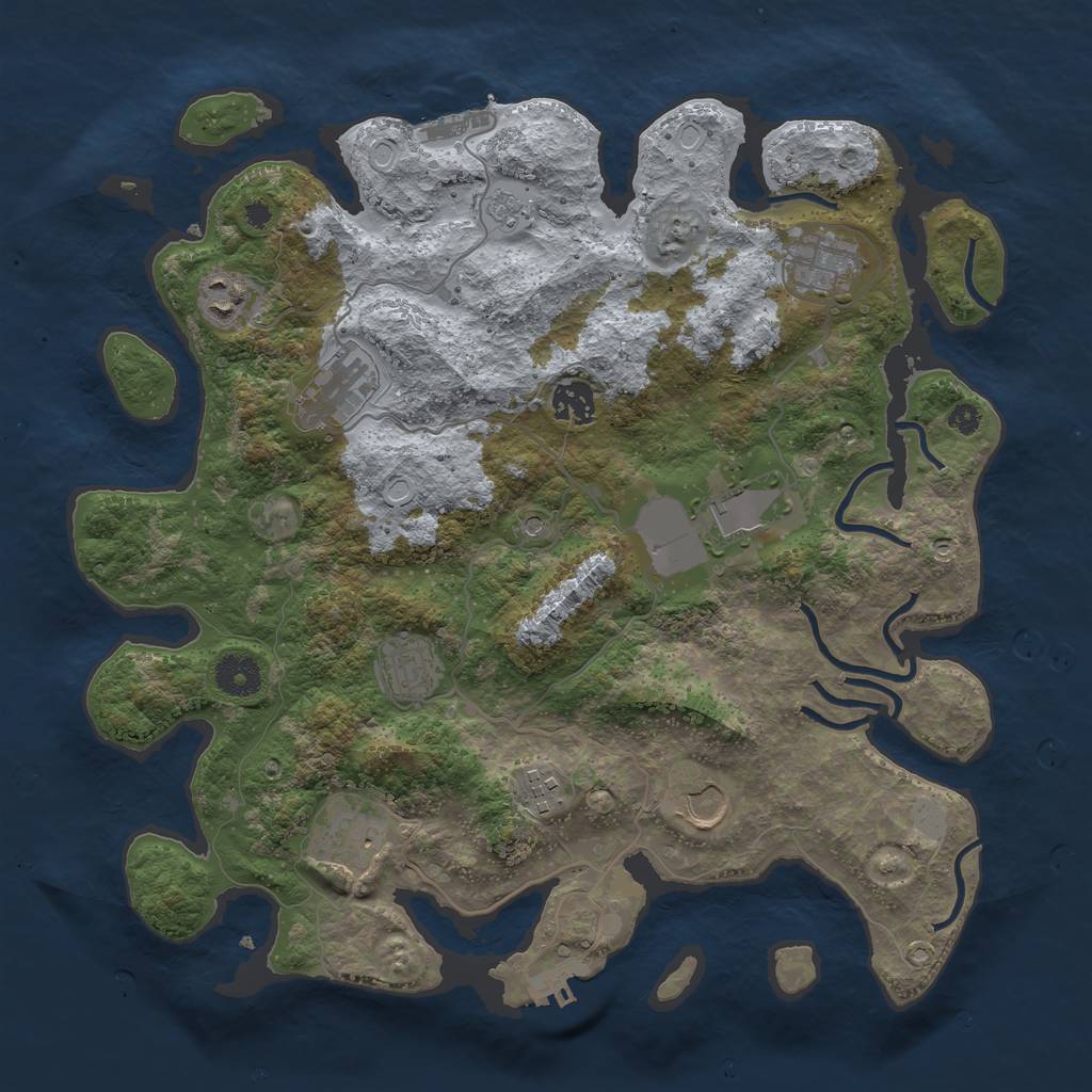 Rust Map: Procedural Map, Size: 3700, Seed: 1268716426, 16 Monuments