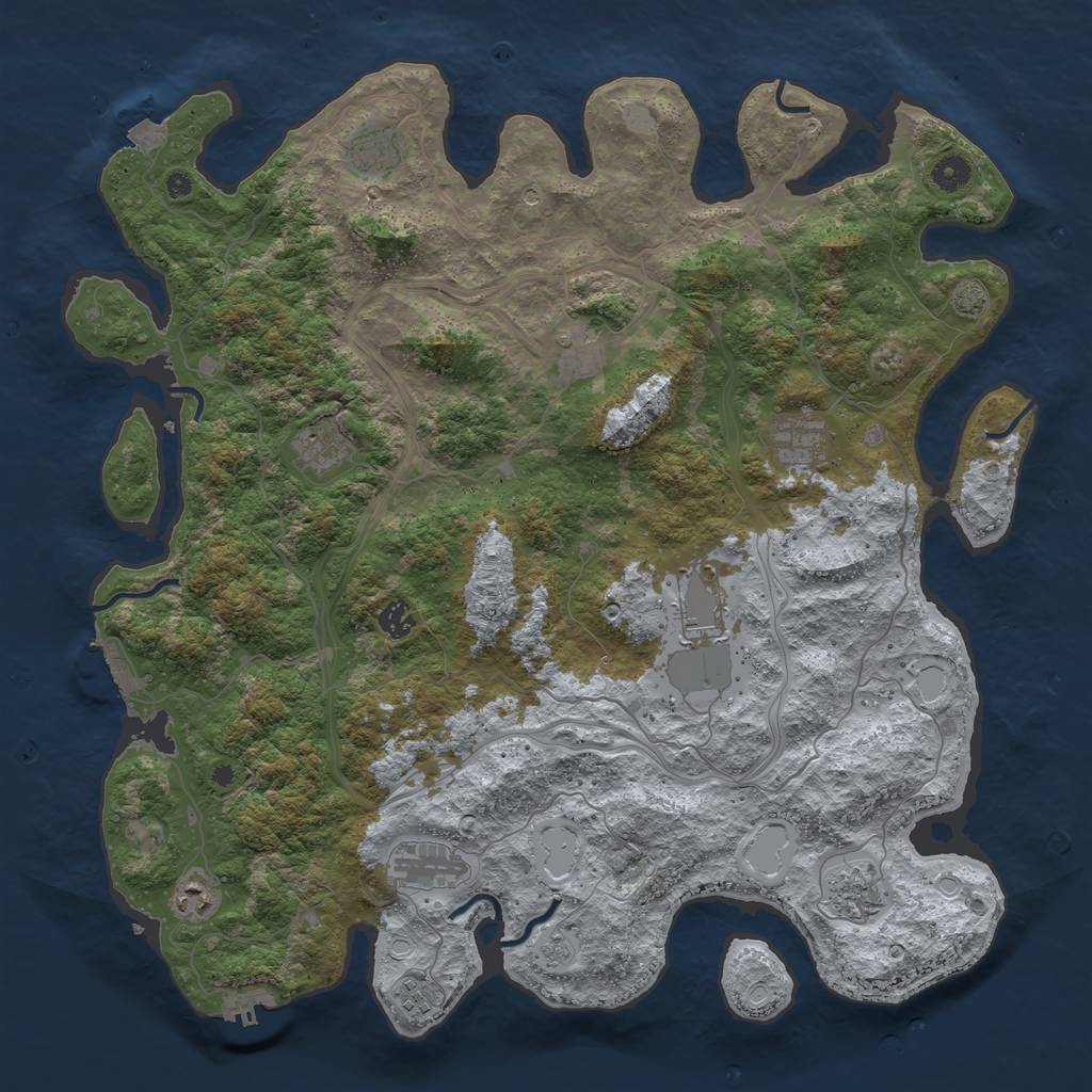 Rust Map: Procedural Map, Size: 4500, Seed: 1238818, 18 Monuments