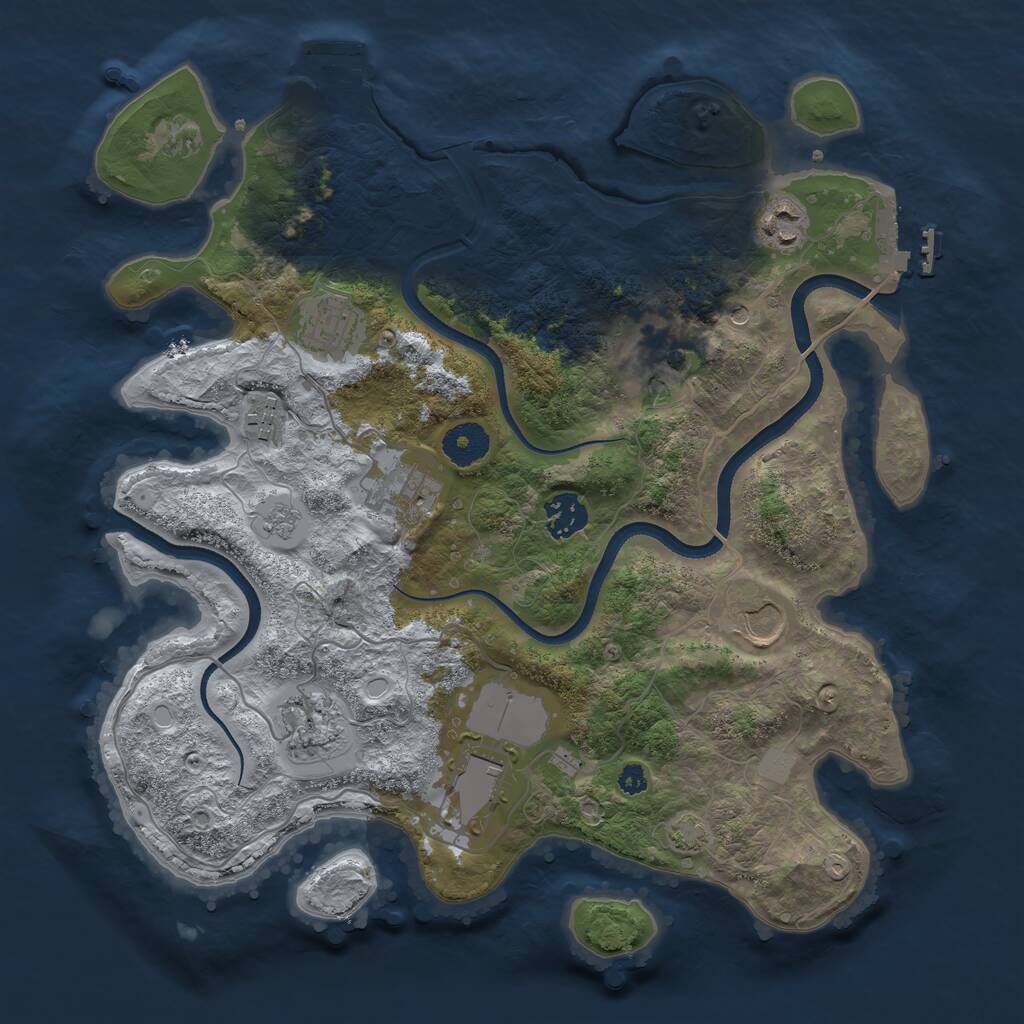Rust Map: Procedural Map, Size: 3500, Seed: 1231769133, 15 Monuments