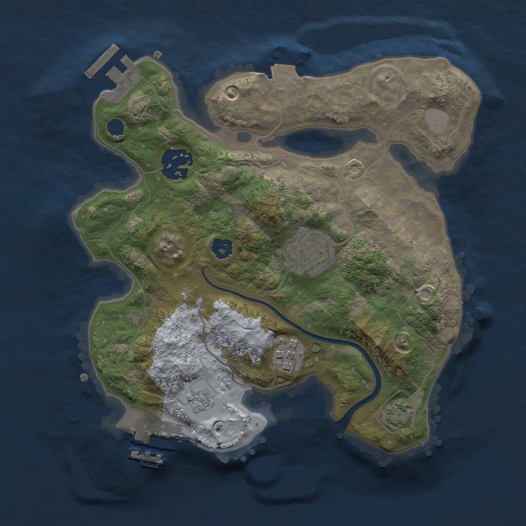 Rust Map: Procedural Map, Size: 2500, Seed: 474421, 8 Monuments