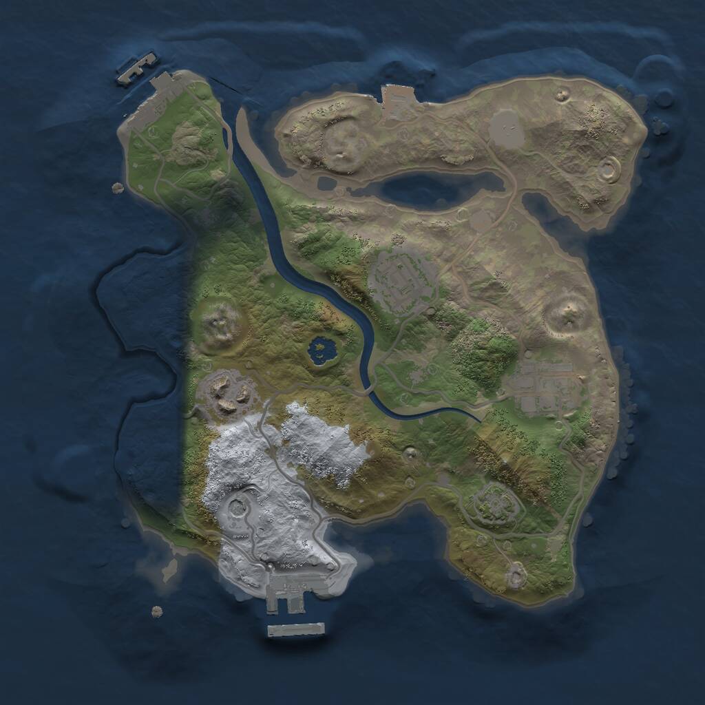 Rust Map: Procedural Map, Size: 2500, Seed: 474421, 8 Monuments