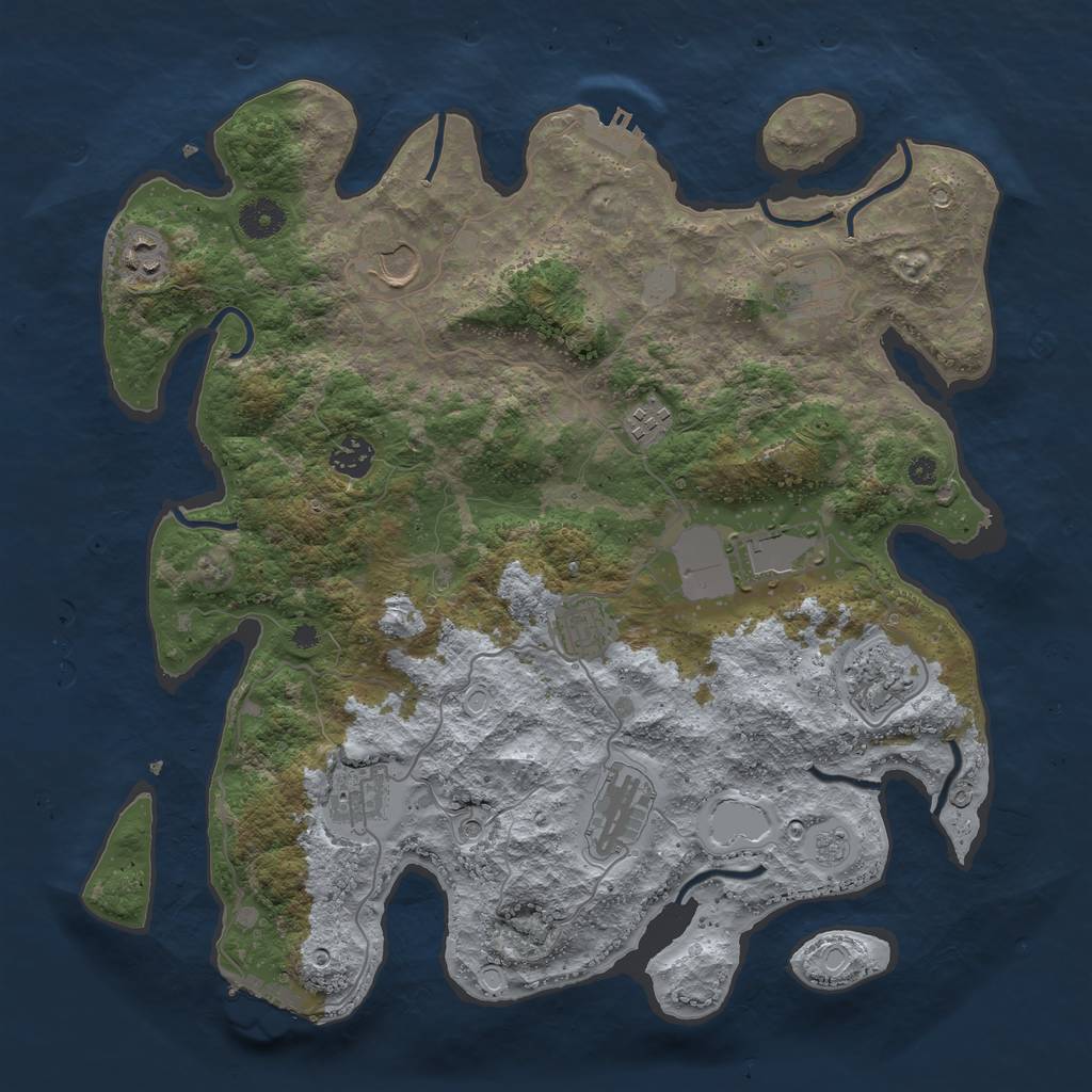 Rust Map: Procedural Map, Size: 3850, Seed: 954114967, 17 Monuments