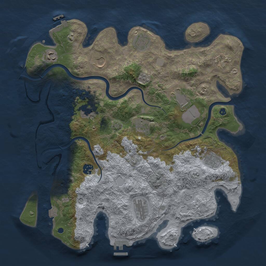 Rust Map: Procedural Map, Size: 3850, Seed: 954114967, 17 Monuments
