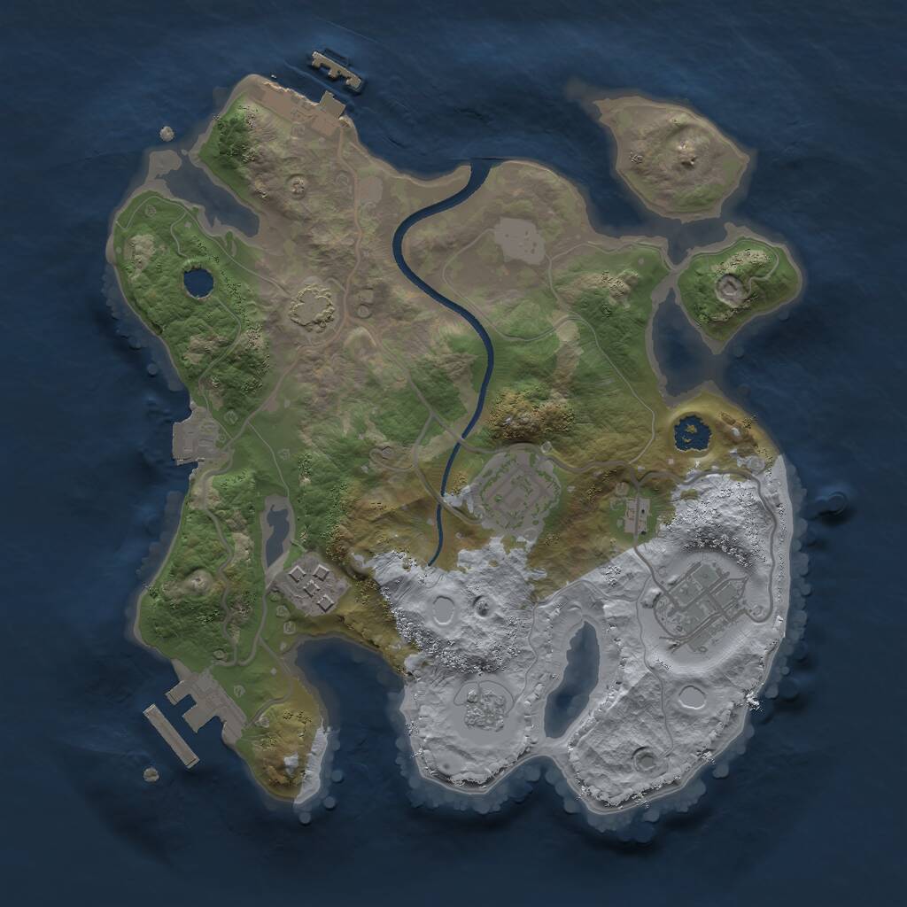 Rust Map: Procedural Map, Size: 2500, Seed: 3453210, 8 Monuments