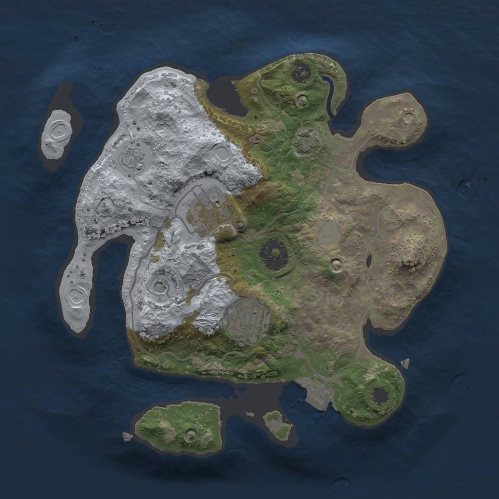 Rust Map: Procedural Map, Size: 2500, Seed: 703595, 8 Monuments