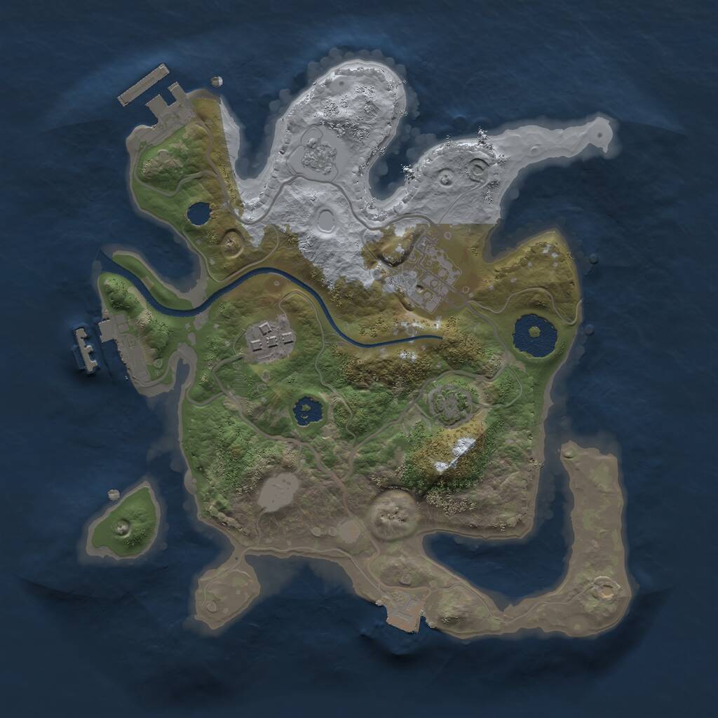 Rust Map: Procedural Map, Size: 2500, Seed: 4166440, 7 Monuments